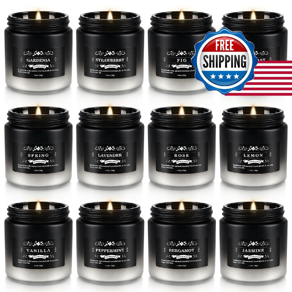 12 Pack Scented Candles Gifts Set Soy Wax Travel Tin Jar Home